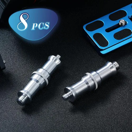 Vista 2 de 8 piezas estándar de 1/4 a 3/8 pulgadas convertidor macho de metal roscado tornillo adaptador de tornillo para cámara trípode soporte de luz