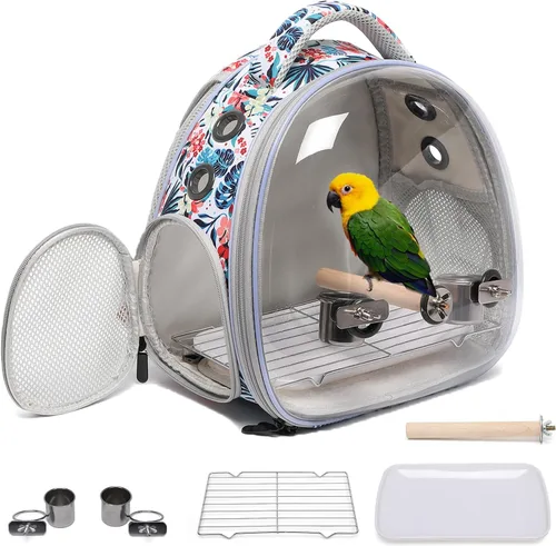 Vista 8 de Mochila Portátil de Viaje para Mascotas Transportín Bolsa para Hámster Conejillo de Indias Pájaro Perro Pequeño Gato Tortuga Transportín Jaula