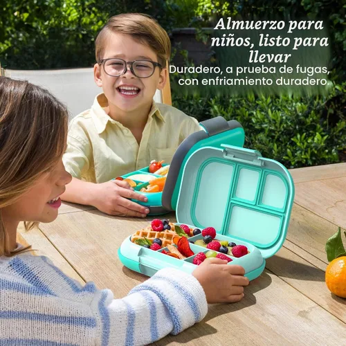 Vista 5 de Bentgo Chill Kids - Lonchera Bento de 4 compartimentos a prueba de fugas Aguamarina