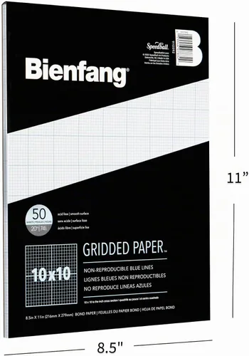 Vista 3 de Bienfang Designer Grid - Bloc de papel cuadriculado, sección cruzada de 10x10, 8.5 x 11 pulgadas, 50 hojas Sección transversal 10x10