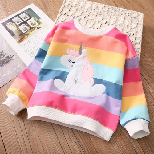 Vista 2 de LitBud Sudaderas para niñas pequeñas, ropa de unicornio con cuello redondo, suéter de manga larga para niñas de 1 a 7 años