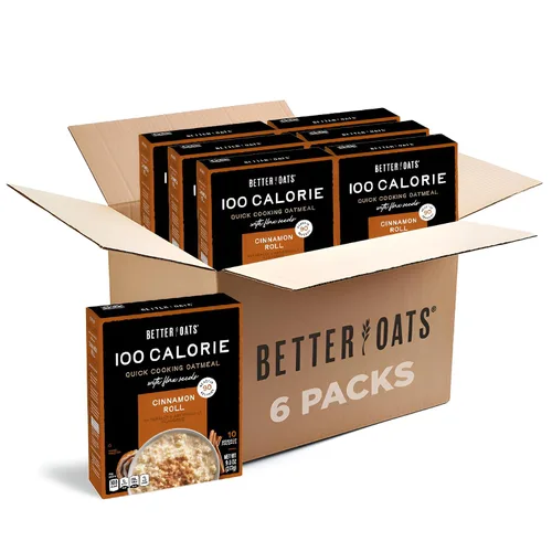 Vista 12 de Better Oats Paquetes de avena de 100 calorías de manzanas y canela, desayuno instantáneo con semillas de lino y sabor natural de manzana y canela