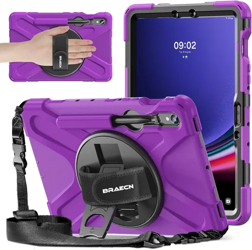 Vista 12 de BRAECNstock Funda para Samsung Galaxy Tab S10 Lite/ S10 FE/ S9 FE/ S9/ S8/ S7 5G Funda de 10.9"/11", Funda Protectora a Prueba de Golpes con Soporte