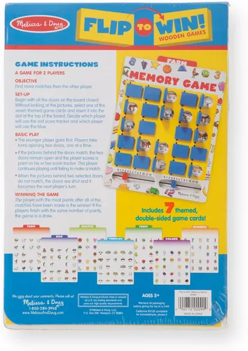 Vista 9 de Juego de memoria para viajes Melissa & Doug Flip to Win, juego de mesa de madera, 7 tarjetas de doble cara