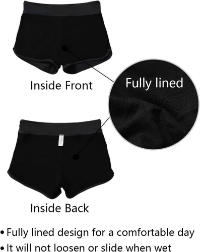 Vista 5 de ALove Pantalones cortos de natación para mujer, parte inferior de traje de baño elástica y lisa