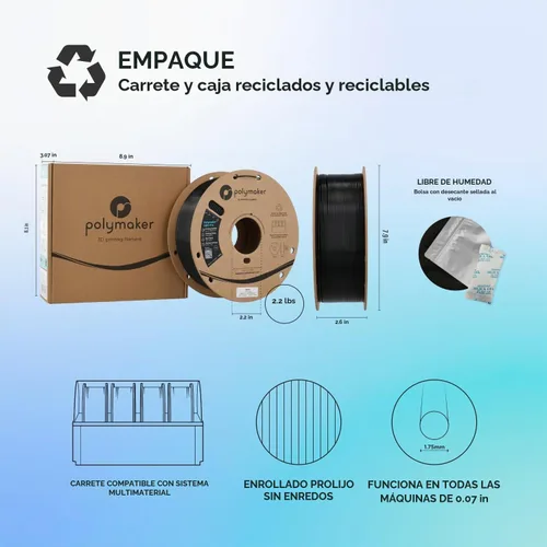 Vista 9 de Polymaker Filamento ABS Pro para impresora 3D de 0.069 pulgadas, color negro, ABS de grado de ingeniería de 2.2 lbs con alta resistencia al calor