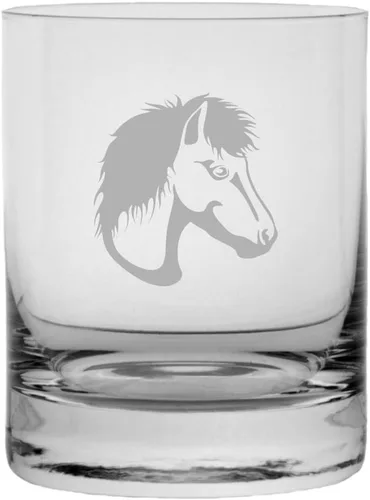Vista 23 de Abaco Barb - Vaso de whisky con temática de caballo grabado (10.25 onzas)