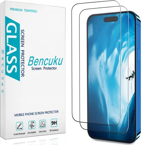 Vista 10 de (2 unidades) Protector de pantalla para iPhone 15 de vidrio templado de 6.1 pulgadas, fácil de instalar, sin burbujas, dureza 9H