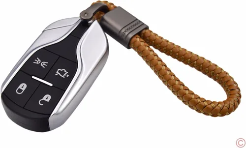 Vista 4 de Llavero con cuerda de diseño de tejido de bellota para automóvil, compatible con Porsche Maserati Mercedes BMW Cadillac Lexus Ford Toyota VW Honda