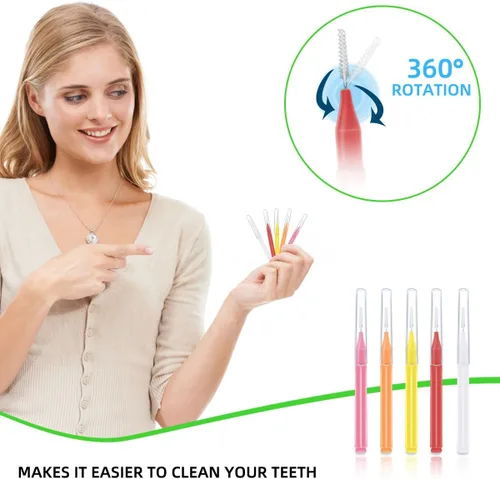 Vista 4 de 75 piezas de cepillos para dientes dentales dentales hilo dental cepillo palillo de dientes para limpieza interdental, herramienta de limpieza