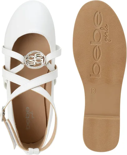 Vista 6 de bebe Girls Dress Shoes - Strappy Ballet Flats with Rhinestone Medallion Little GirlBig Girl