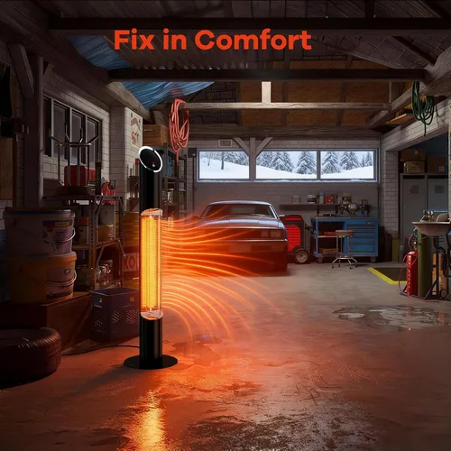 Vista 6 de Calentador infrarrojo portátil, calentador eléctrico para patio al aire libre, calentadores para uso en exteriores e interiores, calentadores de pie