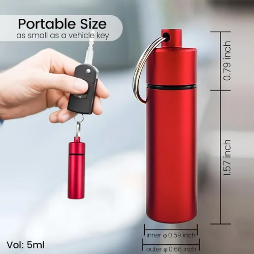 Vista 3 de Pequeño organizador de píldoras portátil (paquete de 3), llavero de bolsillo de metal para pastillas, llavero para viajes, contenedor de píldoras