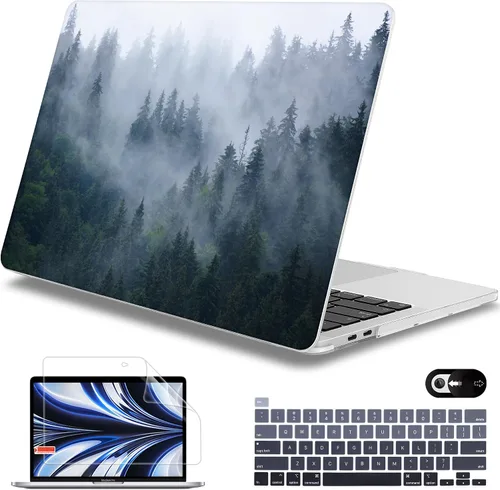 Vista 34 de Mektron Funda para MacBook Pro de 13 pulgadas 2022 2021 2020 versión A2338 M2 M1 A2289 A2251, cubierta rígida de plástico impresa para MacBook Pro