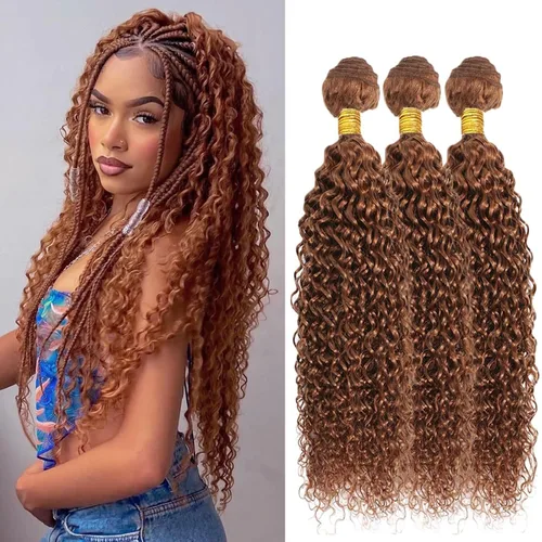 Vista 146 de Color 30 paquetes de cabello humano marrón onda del cuerpo paquetes 8 10 12 pulgadas brasileño virgen Remy extensiones de cabello humano doble trama