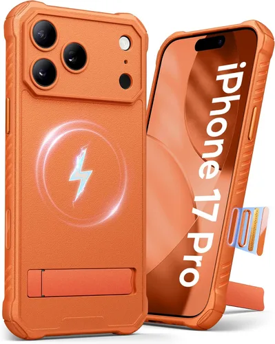 Vista 16 de Funda para iPhone 17 Pro, compatible con MagSafe, soporte integrado y botón de captura de control de cámara, protección de grado militar, funda