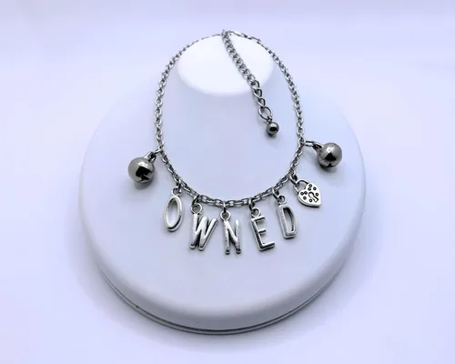 Vista 6 de Joyería de pulsera tobillera con dije de cerradura - BDSM Bondage, Acero inoxidable, Ágata