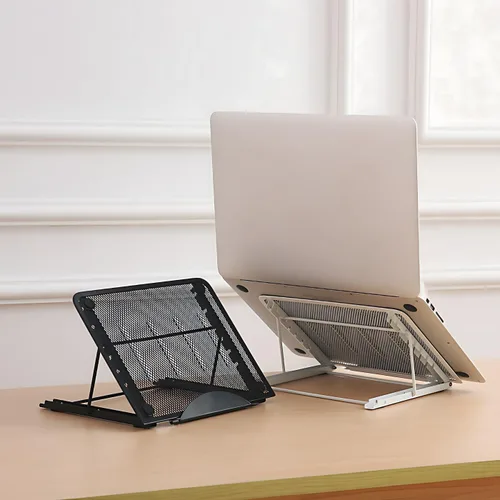 Vista 8 de Soporte ergonómico para tableta para laptop, malla metálica, ventilado, para escritorio, ajustable, compatible con Apple MacBook Air Pro, Dell XPS