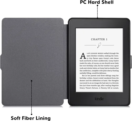 Vista 5 de Funda delgada para Kindle Paperwhite 5ª/6ª/7ª generación, color negro (Modelo EY21 y DP75SDI), delgada y ligera, cubierta de piel sintética