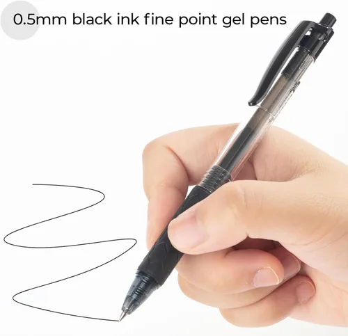 Vista 3 de M&G 12 bolígrafos de gel retráctiles, punta fina de 0.020 in, escritura suave con agarre antideslizante y gran capacidad, bolígrafos de tinta de gel