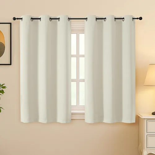 Vista 219 de Simplebrand Juego de 2 paneles de cenefa aguamarina para ventana de cocina de 14 pulgadas de largo, cortinas de oscurecimiento de habitación