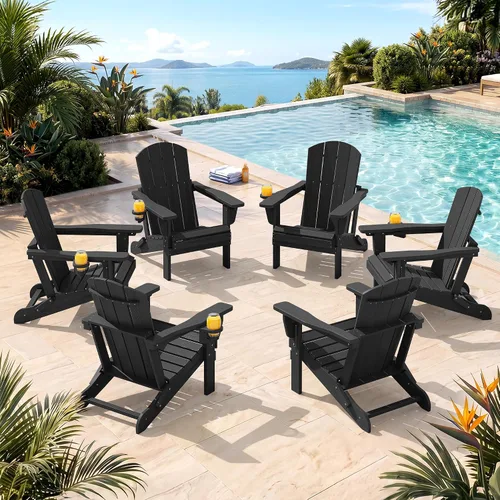 Vista 18 de SERWALL Silla Adirondack plegable ajustable, silla Adirondack reclinable con 3 posiciones reclinables, HDPE para todo tipo de clima, Adirondack