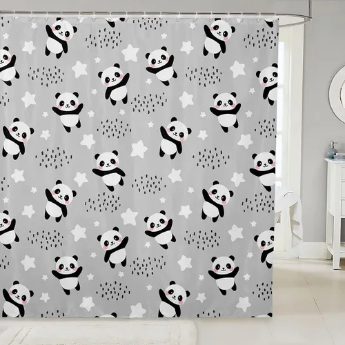 Vista 8 de Homewish Cortina de ducha de sirena azul con diseño de princesa sirena, juego de cortina de ducha para niños y adultos, cortina de baño subacuática