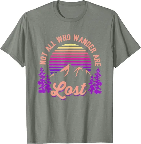Vista 72 de Not All Who Wander Are Lost Vintage Mountains - Camiseta de senderismo, Negro, S