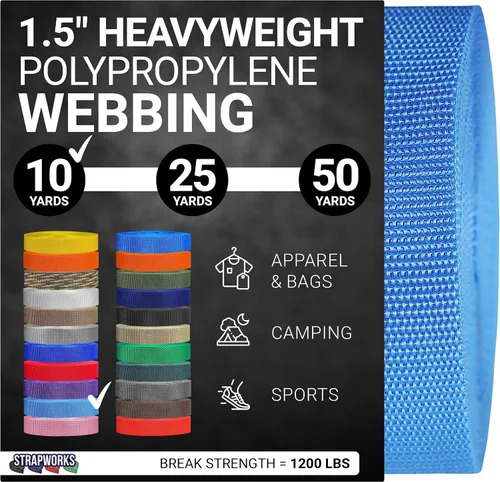 Vista 50 de Strapworks Heavyweight Polypropylene Webbing - Heavy Duty Poly Strapping for Outdoor DIY Gear Repair, 1.5 Inches