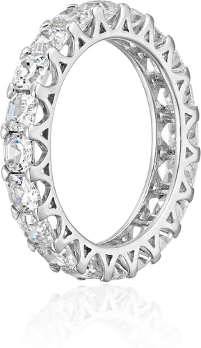 Vista 2 de Tienda Essentials Anillo de eternidad de plata de ley chapada en platino con circonita cúbica de Infinite Elements (anteriormente colección Tienda)