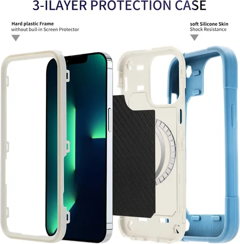 Vista 2 de MARKILL Funda magnética para iPhone 13 Pro Max, compatible con MagSafe, protección de grado militar, color azul hielo