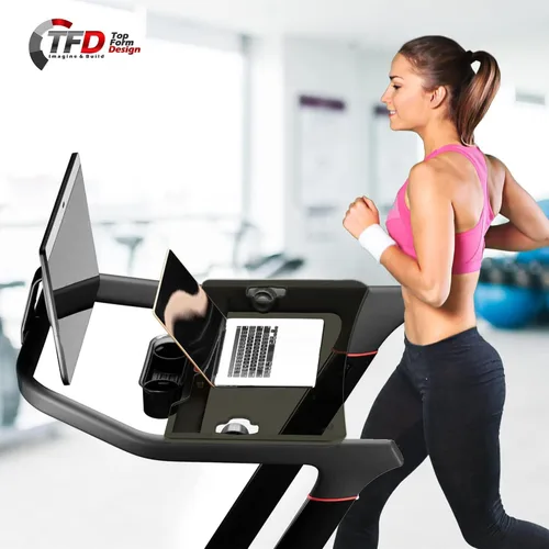 Vista 7 de TFD The Tread Tray 2.0 Compatible con Peloton Tread (no es compatible con Tread Plus), fabricado en Estados Unidos Soporte de escritorio