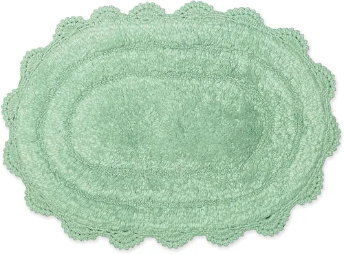 Vista 36 de Chardin home Alfombra de baño de ganchillo beige, alfombra de baño ovalada 100% algodón con borde de ganchillo artesanal hecho a mano, alfombra