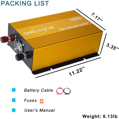 Vista 6 de Inversor de onda sinusoidal pura de 1000 W, convertidor de corriente de 48 V CC a 110 V 120 V CA con 2 salidas de CA, inversor de corriente de 48