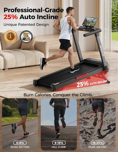 Vista 2 de Renestar Treadmill for Home with 25% Auto Incline 8.5MPH Max Speed, 300LBS Capacity, 3.5HP Home Office Treadmills for Running Jogging Walking