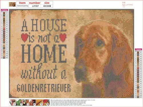 Vista 4 de LXTONG Kit de arte de diamantes de pintura para perros, taladro redondo completo 5D, arte de diamantes Golden Retriever, pintura por números