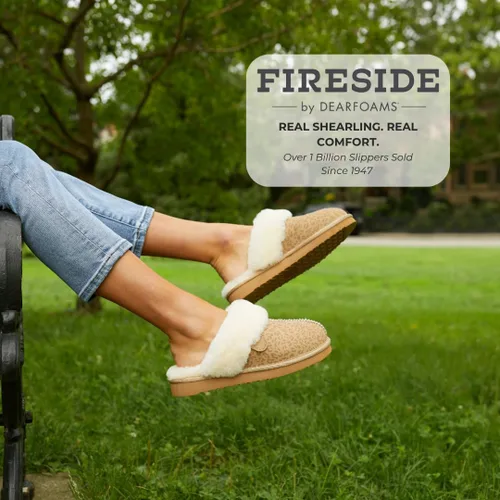 Vista 35 de Dearfoams Fireside Sydney Pantuflas anchas de piel de oveja para mujer, para interiores y exteriores