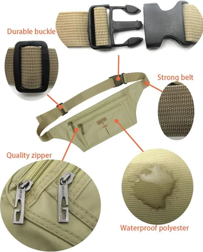 Vista 47 de Bolsa de cintura ultrafino con ranuras c/visualización para tarjeta de crédito, para deportes, aire libre, correr, caminar, viajes.