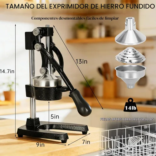 Vista 4 de Prensa de mano de exprimidor de hierro fundido resistente, Juicer naranja