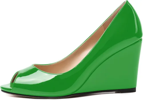 Vista 2 de WAYDERNS Zapatos de tacón alto con cuña y puntera abierta para mujer, de 3.3 pulgadas