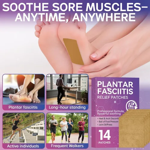 Vista 4 de Alivio de la fascitis plantar, alivio natural de molestias en el talón para fascitis plantar, 12 horas de fuerza máxima de calor profundo, calmante