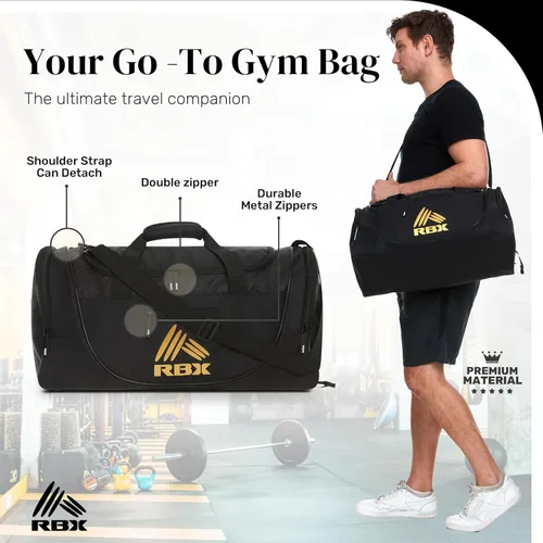 Vista 5 de RBX Bolsas de gimnasio para hombres, pequeña bolsa de gimnasio para mujeres con compartimento para zapatos, bolsa de lona para viajes, bolsa