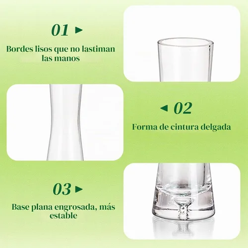 Vista 6 de Hewory Jarrones de Cristal para Brotes para Centros de Mesa, Juego de 3, Hechos a Mano, Modernos, Transparentes, Pequeños, Delgados, Decorativos