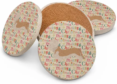 Vista 47 de AIDI Atlas Mountain Dog Merry Christmas - Posavasos grandes de piedra arenisca, paquete de 4