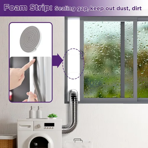 Vista 7 de Kit de ventana de ventilación de secadora con manguera de conducto de ventilación de secadora de 4 pulgadas y cubierta de ventilación de escape