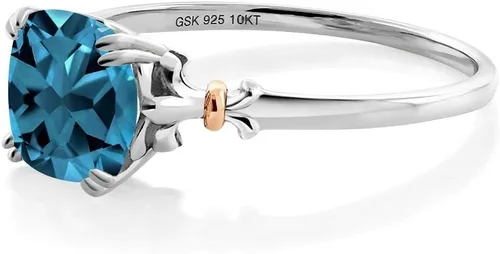 Vista 4 de Gem Stone King Anillo de compromiso de plata de ley 925 y oro rosa de 10 quilates con piedra natal de 0.315 in Anillo de compromiso de aniversario