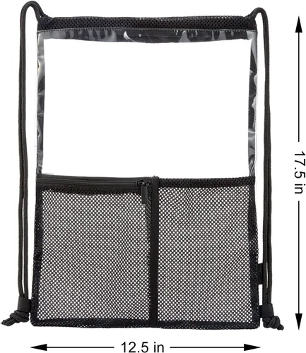 Vista 2 de Clear Drawstring Backpack - Stadium Approved String Cinch Bag for Gym, Concerts, Clear Bag with Adjustable Straps Transparent