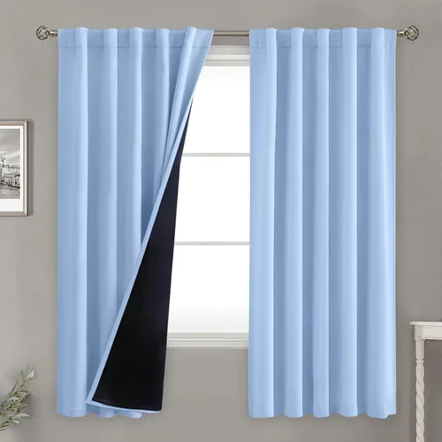 Vista 14 de BGment Cortinas 100% opacas beige de 63 pulgadas de largo con forro aislante térmico, bolsillo para varilla y lengüeta trasera de doble capa
