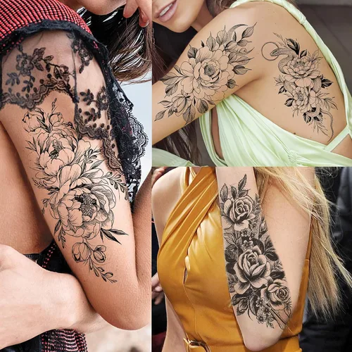 Vista 2 de VANTATY - Tatuajes temporales, diseño de flor 009