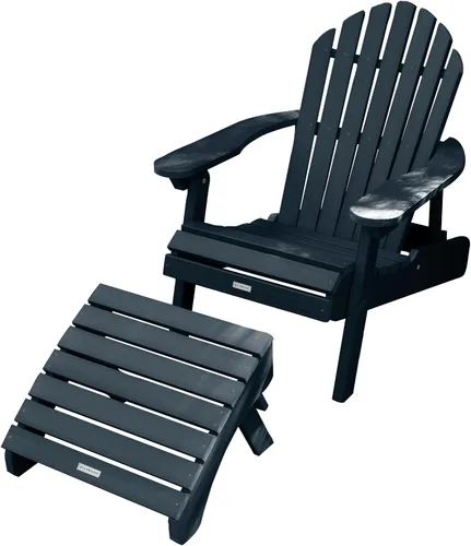 Vista 17 de highwood AD-KITCHL1-BKE Hamilton Silla Adirondack plegable y reclinable con otomana, color negro